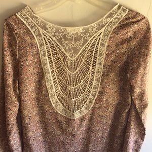 Paisley shirt dress with lace back